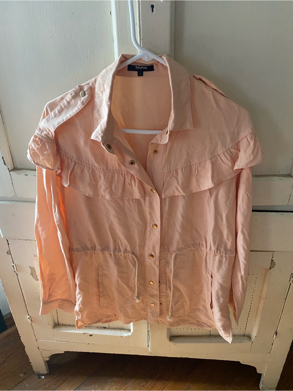 Soft Pink Ruffle-Detail Utility Jacket by Baby Phat